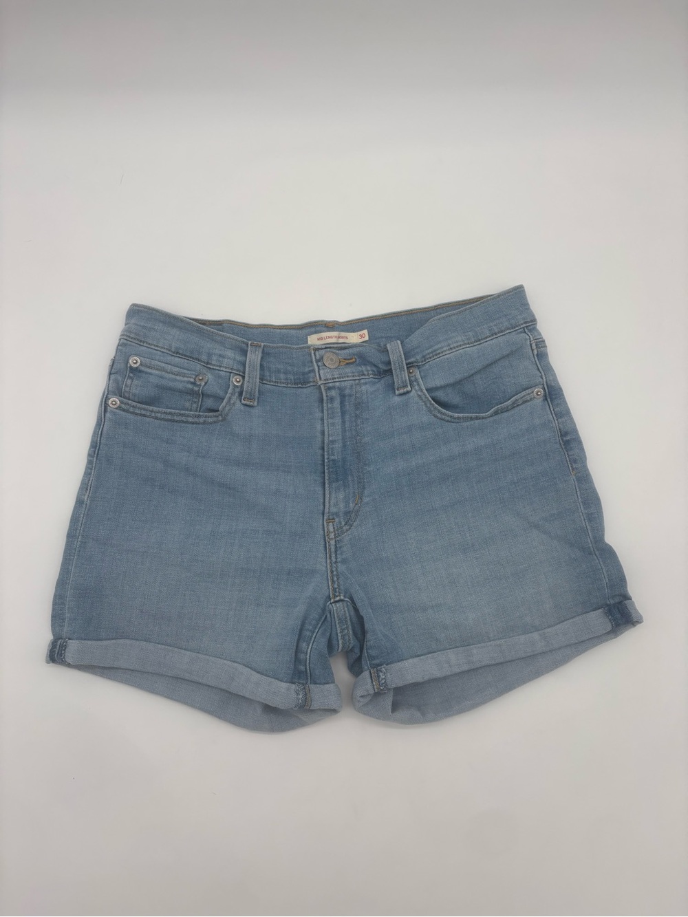 Levi’s Mid Length Denim Shorts Size 30 Light Wash Cuffed Hem